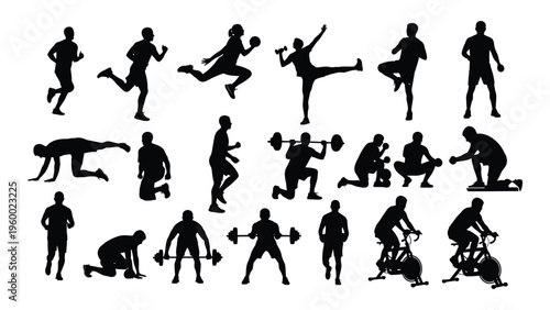 A group of people exercising and playing sports