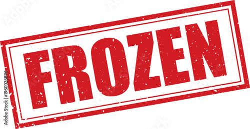 Red Frozen Rubber Stamp Sign Mark Word Text Written in Grunge Vector in Grunge Border in Transparent Background, Svg, Png