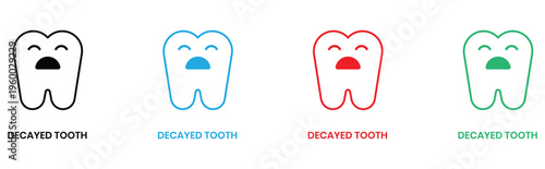 Stages of tooth decay and cavity progression illustration on white background