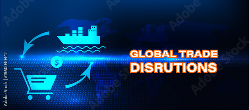 Global trade disruption concept with broken supply chain and world network . Economic system showing trade interruption, logistics issues and international market ins