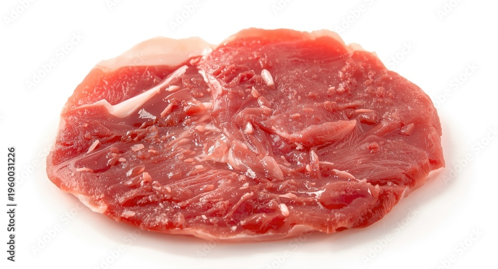Fototapeta premium Close up of raw veal liver slice on a clean white background