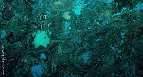 Aqua abstract surface showcasing malachite and azurite natural stone patterns