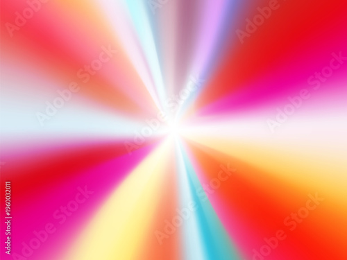 Abstract colorful radial gradient burst with soft blended hues and bright center light rays creating a vibrant modern background