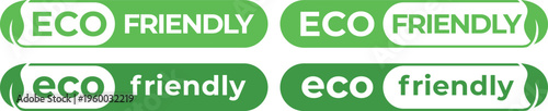 Eco Friendly Green Vector Labels Set with Leaf Icon and Text Variations