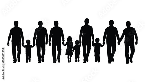A group of adults and children walking together