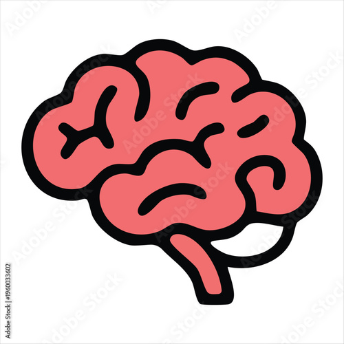 Illustration of a human brain with highlighted gyri and sulci for cognitive studies Vector