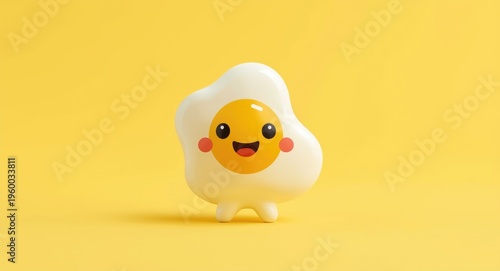 Playful cartoon figure featuring a sunny fried egg motif