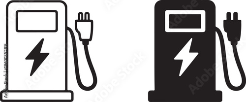 Oil drum vector icon set with outline and filled styles. Barrel sign isolated on transparent.