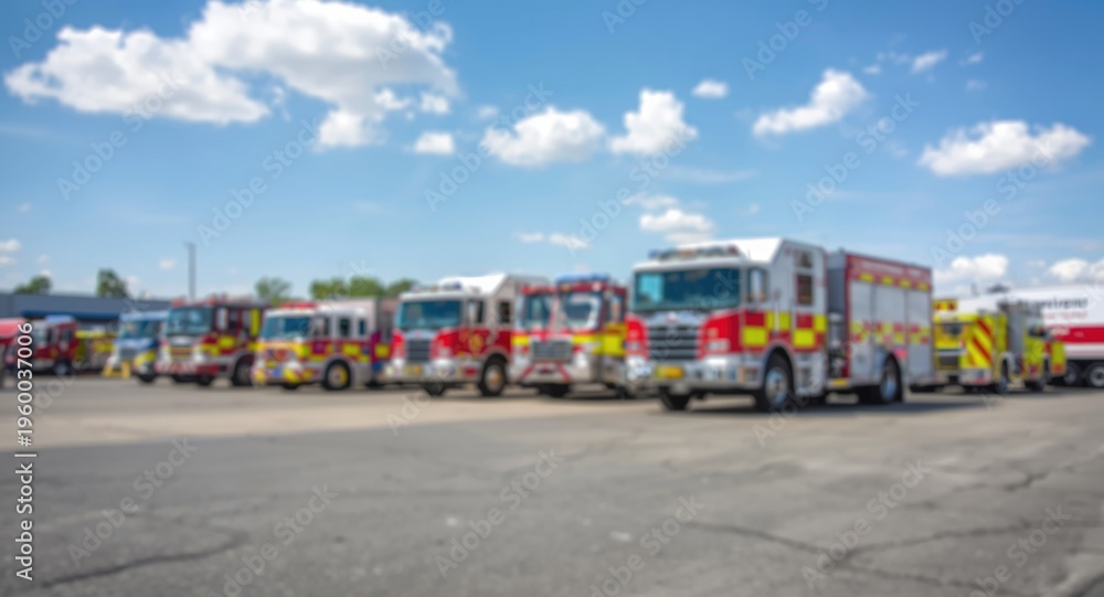 Naklejka premium Disaster preparedness drills led by emergency teams including fire services with copy space