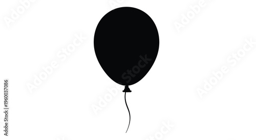 Simple black silhouette of a single inflated balloon with a string