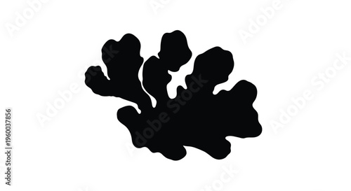 Black silhouette of a coral reef formation against a white background