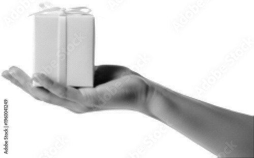 Gift Offering: A hand delicately presents a neatly wrapped gift, embodying the gesture of generosity and thoughtfulness. capturing the essence of gifting.