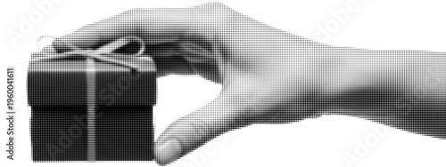 The Gift of Giving: A delicate hand tenderly presents a small, wrapped gift, symbolizing generosity, appreciation, and the spirit of giving.