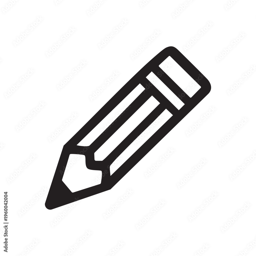 Fototapeta premium Simple black and white icon of a pencil laying on its side Vector