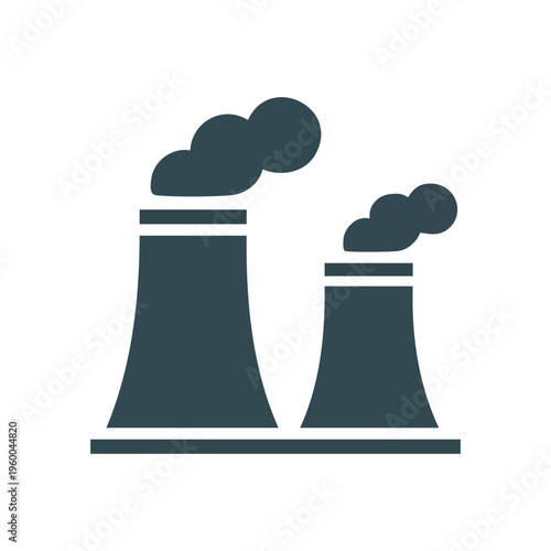 Two cooling towers emitting vapor or smoke into the sky Vector
