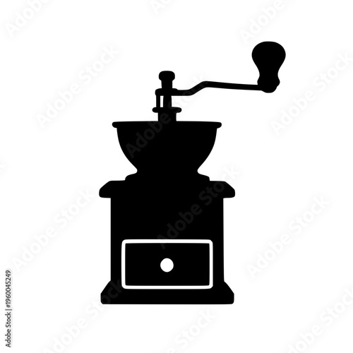 Coffee grinding device black white icon
