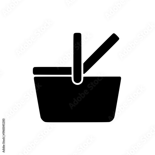 Picnic hamper basket black white icon 