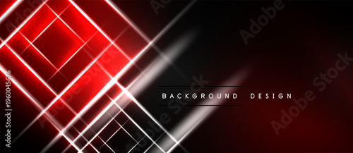 Abstract red lines intersect over black background. Bright white streaks add dynamic visual effect. Modern design element.