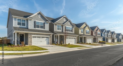 Row of updated newly built houses