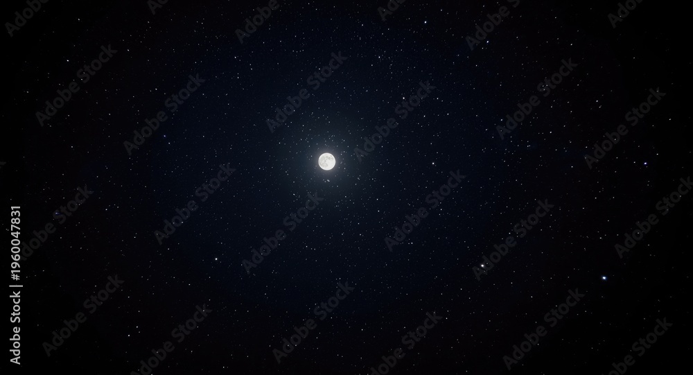Fototapeta premium Full moon shining among sparkling stars