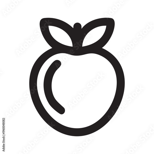 A stylized icon of an apple with a leaf and a circular element inside it Vector