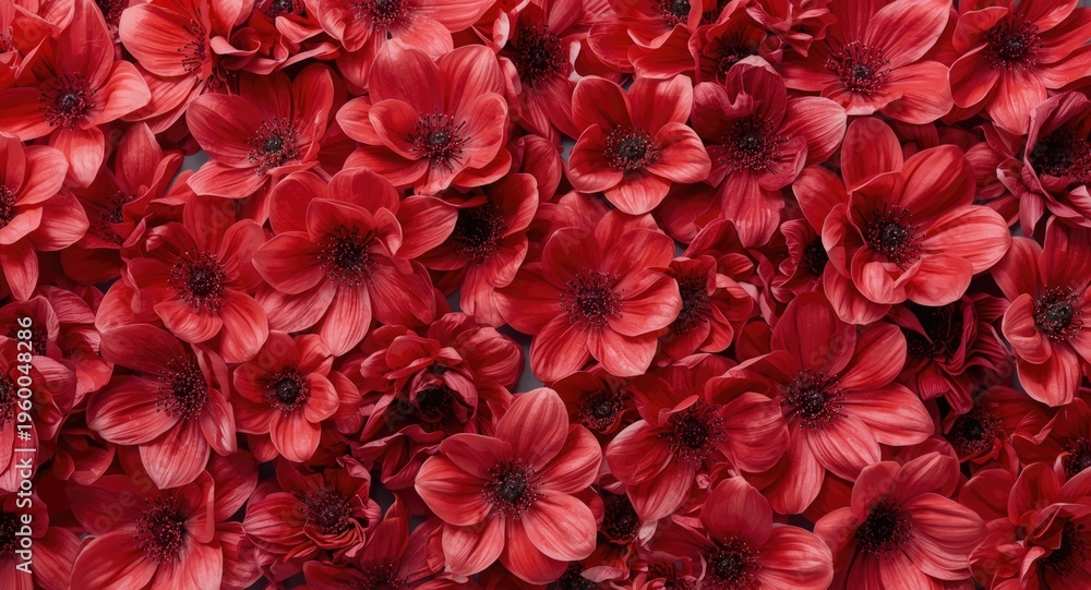 Obraz premium Floral backdrop concept Attractive artificial red flower synthetic bloom with copyspace