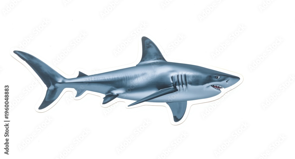 Fototapeta premium Great white shark cutout on a plain white backdrop