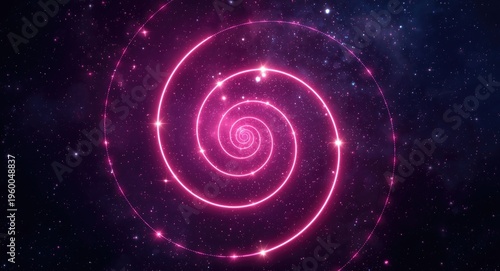 neon glowing spiral coils with a starry cosmic background