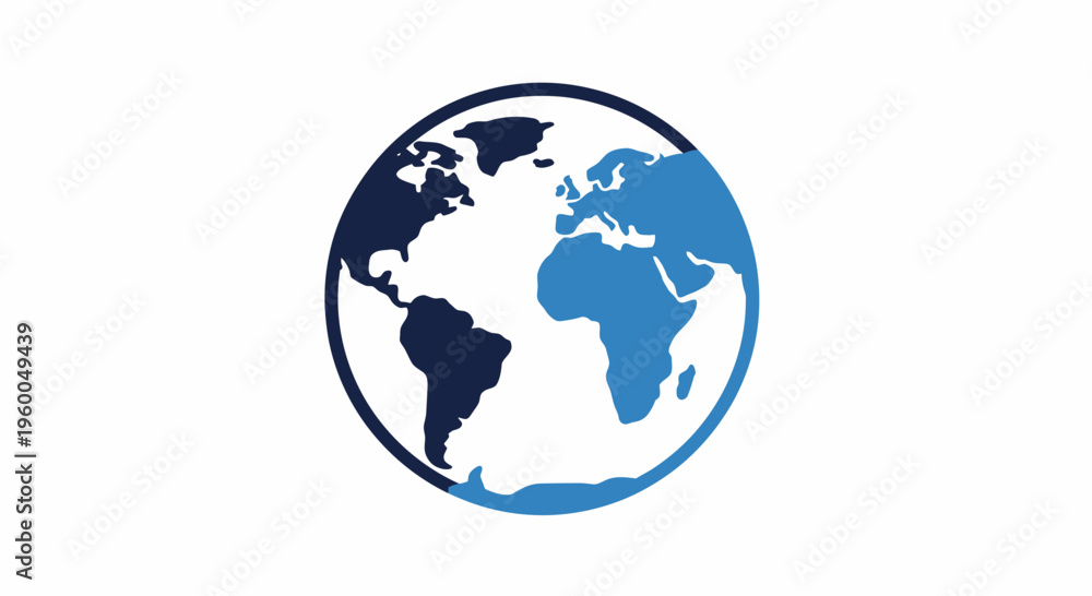 Fototapeta premium Global Earth Map Icon Flat Design Isolated on White