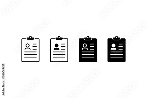 User Profile Clipboard Icons Set Outline and Solid Illustration