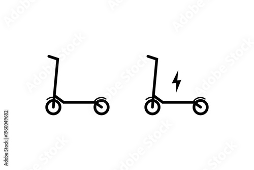 Electric Scooter Icons Set Charging and Transport Illustration