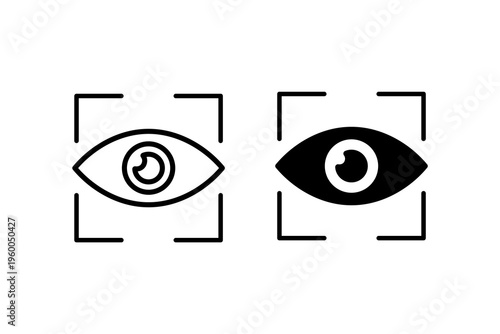 Eye Recognition and Vision Scan Icons Set Illustration