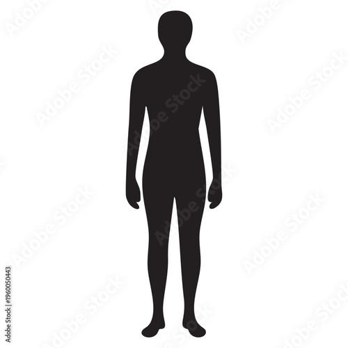 Silhouette of a person standing upright with arms at the sides Vector