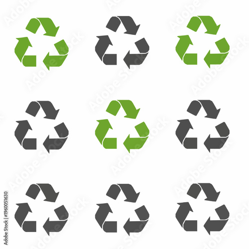 Recycle mark vector icon set eco symbol EPS10 isolated on white 
