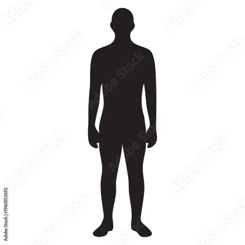Silhouette of a person standing upright with arms at their sides Vector