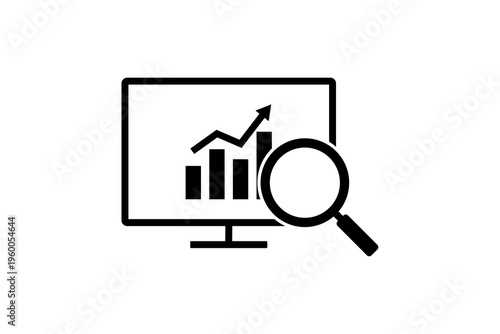 Business Analytics Growth Chart with Magnifying Glass Icon