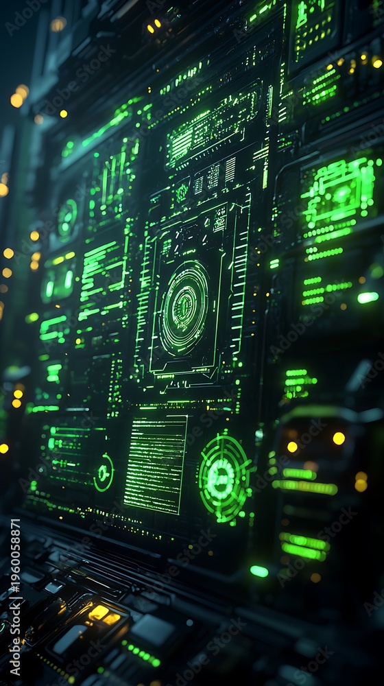 Fototapeta premium Cyber dashboard futuristic interface neon data processing digital network system image