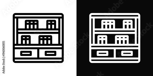 Archive Icon In Black And White Filled Style.