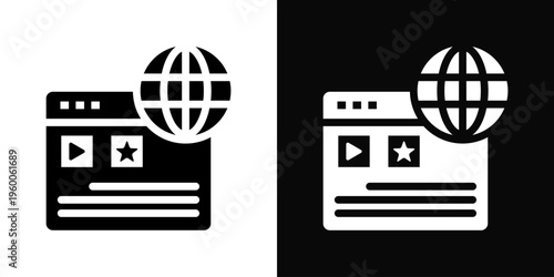 Link Icon In Black And White Filled Style.