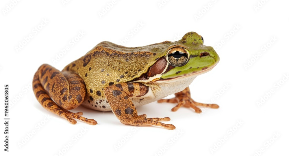 Fototapeta premium Isolated image of marsh frog on simple white background