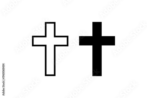 Cross Icons Outline and Solid Christian Symbol Set