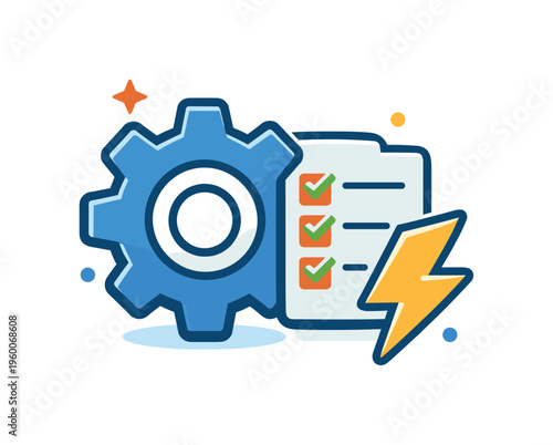Digital task automation and workflow efficiency focused on simplifying repetitive processes and improving productivity in modern business environments, a gear combined with a
