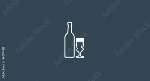simple flat icon depicting a beer bottle and a beer glass