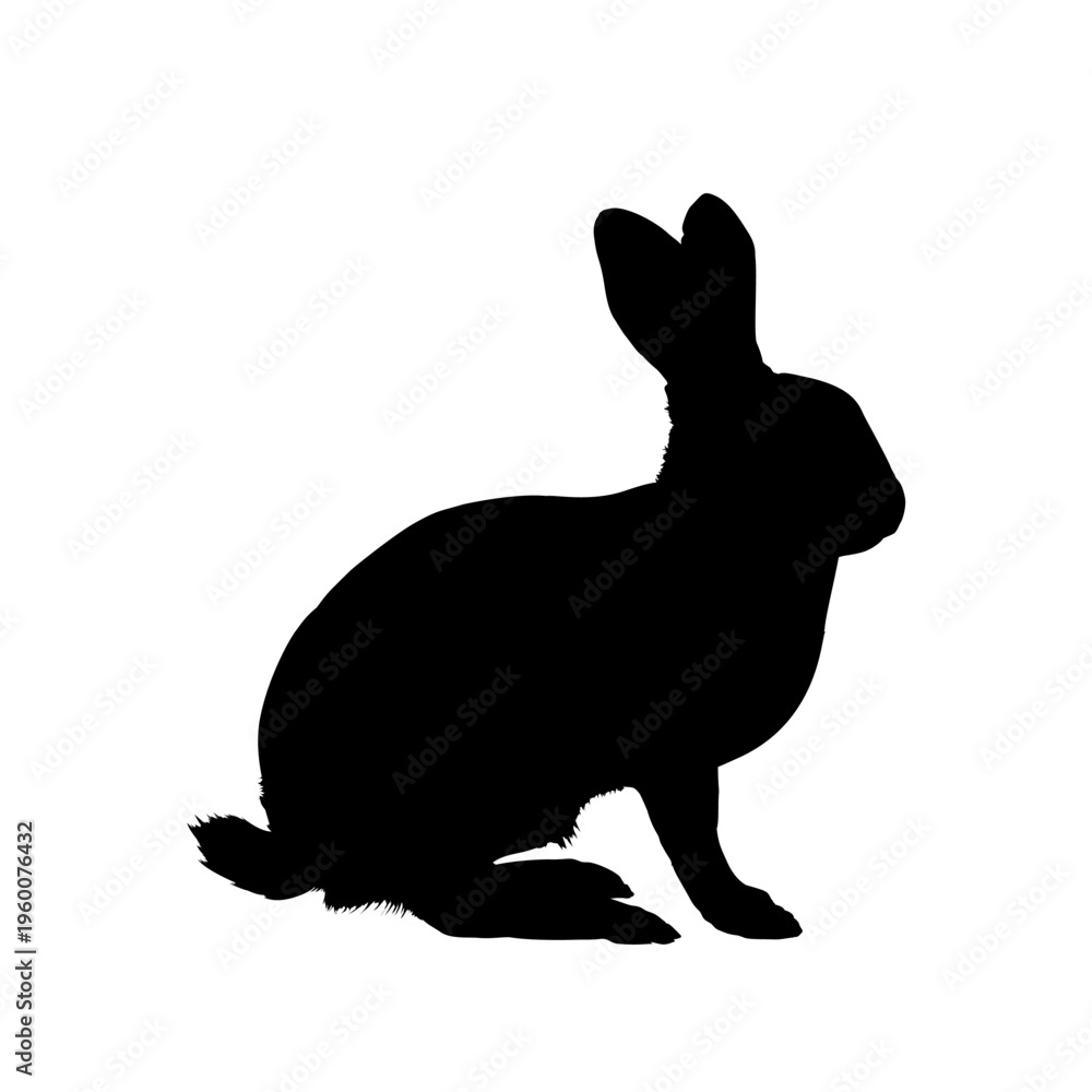 Obraz premium Rabbit silhouette, black hare shape, vector