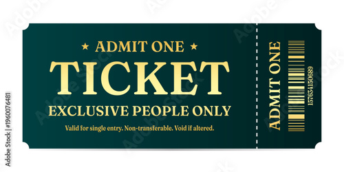Realistic ticket admit for festivals, event, theater, concert, play.
