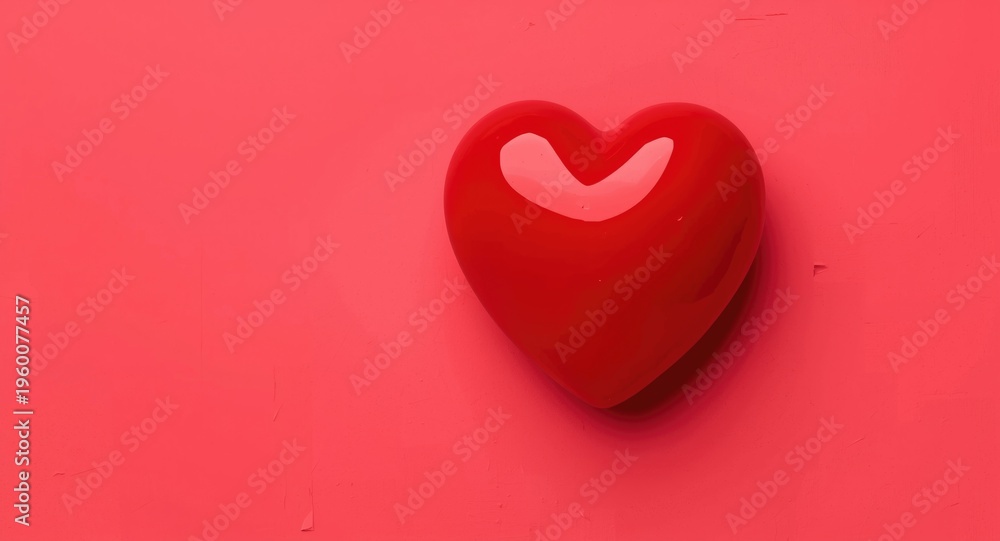 Fototapeta premium Lustrous red heart icon denoting romantic feelings and health
