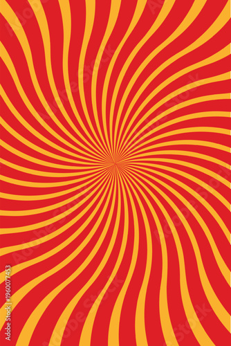 Abstract red and yellow spiral vortex background, vibrant swirl optical illusion pattern, dynamic geometric design for branding, advertising, wallpapers, posters, social media graphics