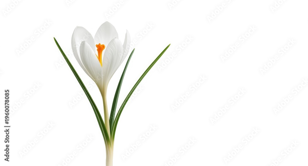 Obraz premium Minimalist watercolor rendering of a white crocus flower on a clean backdrop