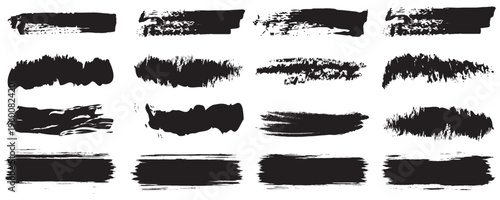 Brush strokes vector. Set of rectrangle shape brush strokes. Set of paint brush stroke and abstract grunge banner for graphic background decoration. vector 