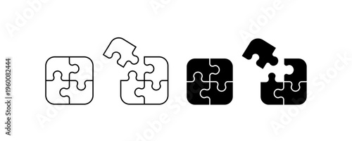 Puzzle Pieces Icons Set Connection and Missing Piece Concept